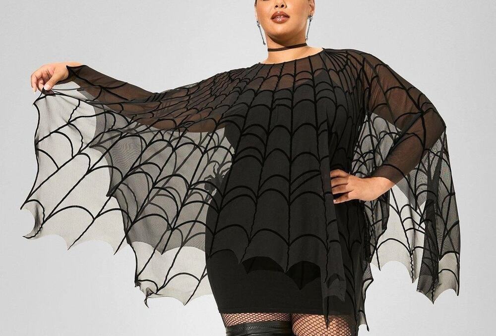 Torrid 00/0 Halloween Spiderweb Cosplay Spider Costume Poncho Cape Punk Goth New